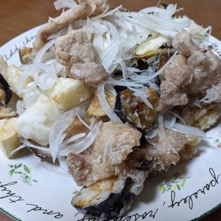 _長芋と茄子お肉の揚げ物